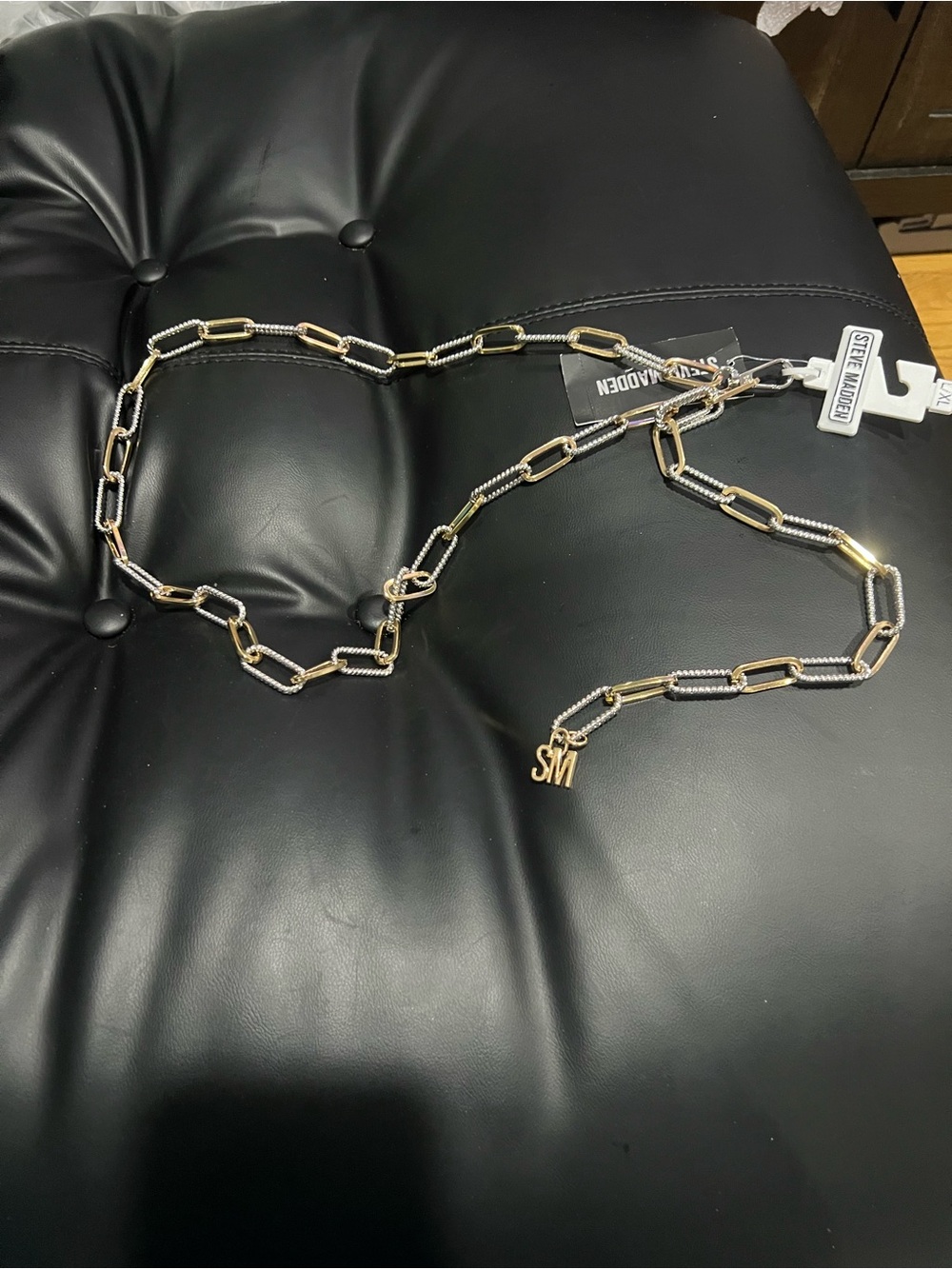 Steve Madden Two-Tone Gold & Silver Link Chain Belt